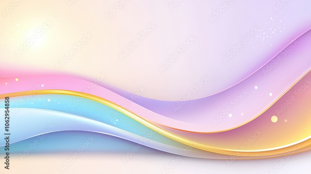 Poster wavy, vibrant rainbow background with fluid curves and soft color transitions, adding a lively feel 