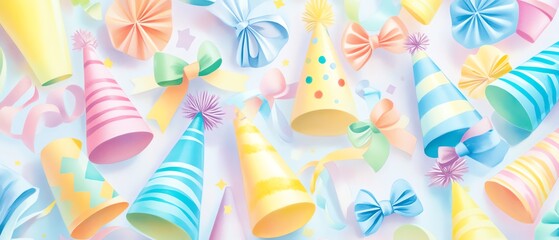 Obraz premium Colorful party hats on a light background
