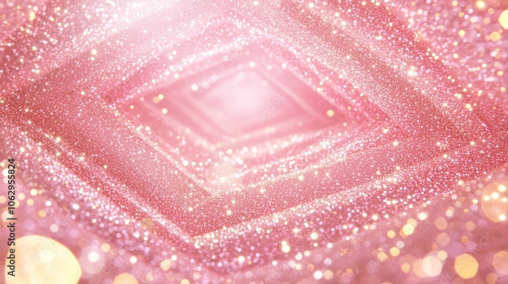 Aufkleber abstract octagonal background with pink and gold glitter lights, creating a captivating visual effec
