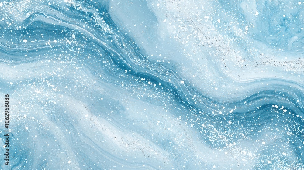 Poster light blue wavy marble background adorned with glitter. this light blue wavy marble texture creates 