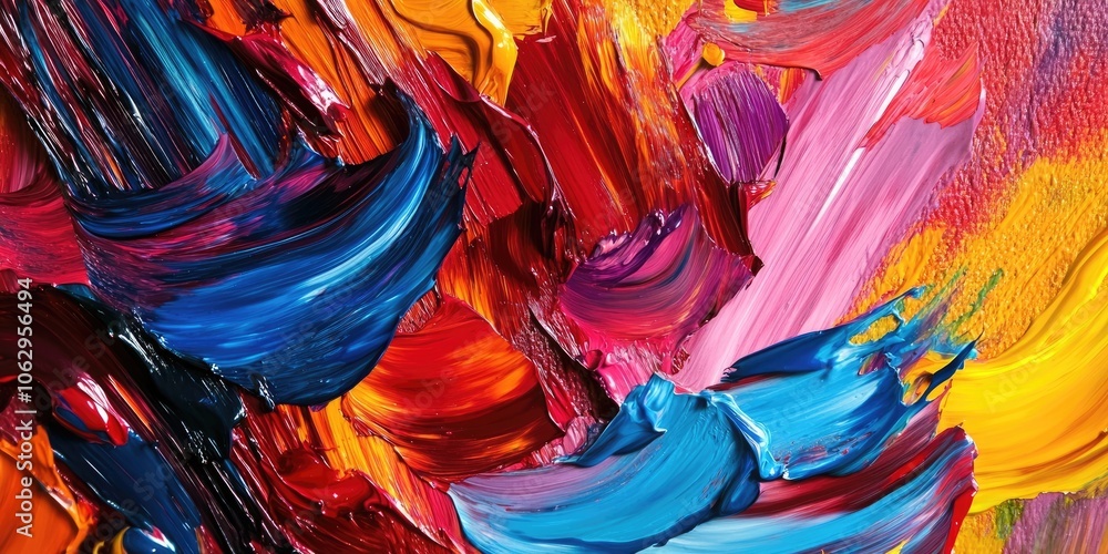 Poster colorful oil paint texture enhances the abstract background of the artwork, creating a visually stri