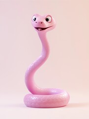 Fototapeta premium Cartoon Snake Vector Illustration, Cute Reptile Character