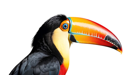 Naklejka premium Colorful toucan with large beak isolated on white background