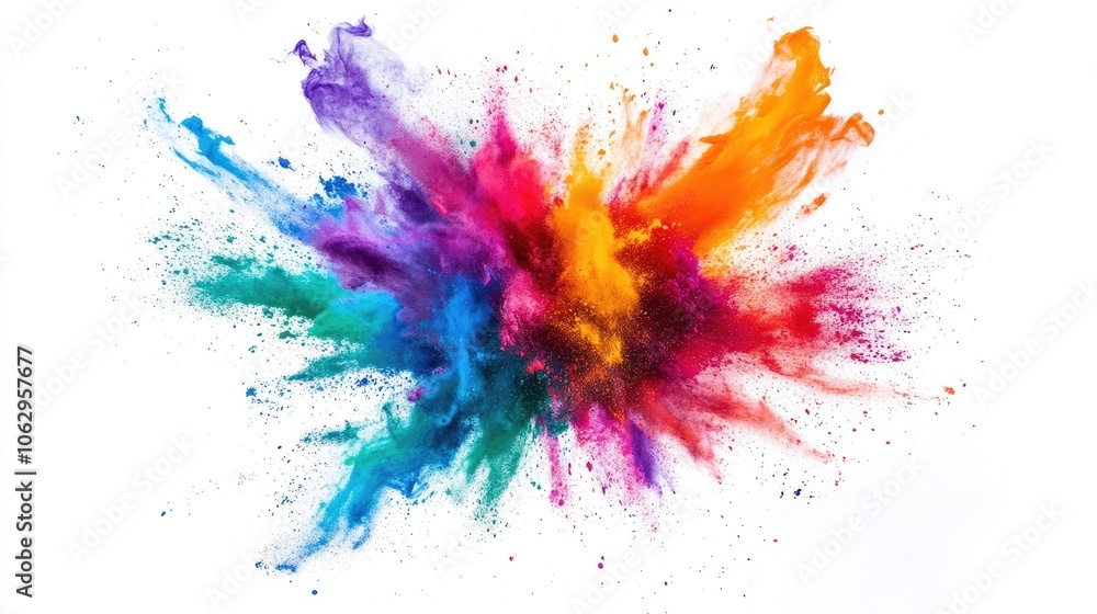 Poster capture a dynamic and colorful explosion of paint, filled with vibrant hues and energy. this vibrant