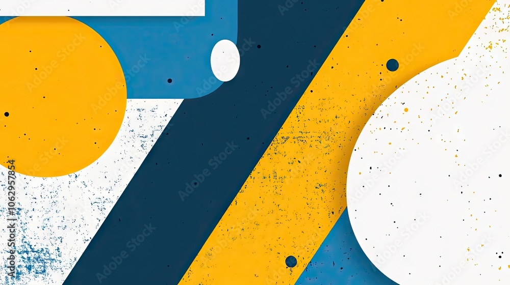 Poster minimal bold typography presented on a colorful background of yellow, white, and blue, perfect for a