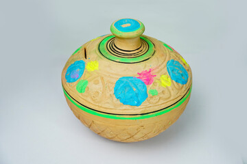 Money Bank on white background. Colorful clay money bank