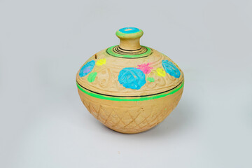 Money Bank on white background. Colorful clay money bank