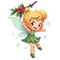 Embrace the magic of winter with a joyful sprite spreading cheer and happiness, digital illustration of fantasy character design concept.