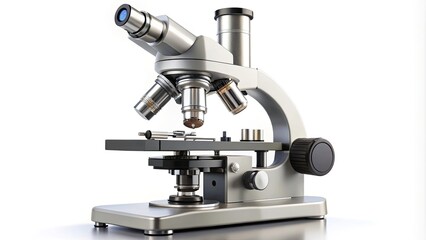 High Definition Microscope Isolated on White Background for Laboratory Use, Scientific Research, and Educational Purposes - Perfect for Science Projects and Medical Studies
