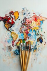 Fototapeta premium World map artwork created with paint and brushes