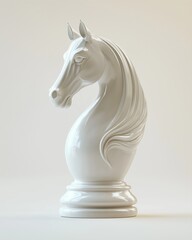 Beautiful white stallion portrait, isolated on white background