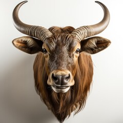Naklejka premium Majestic Texas Longhorn Cattle With Iconic Horns On White Background