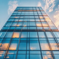 Obraz premium Modern office building details with glass facade.