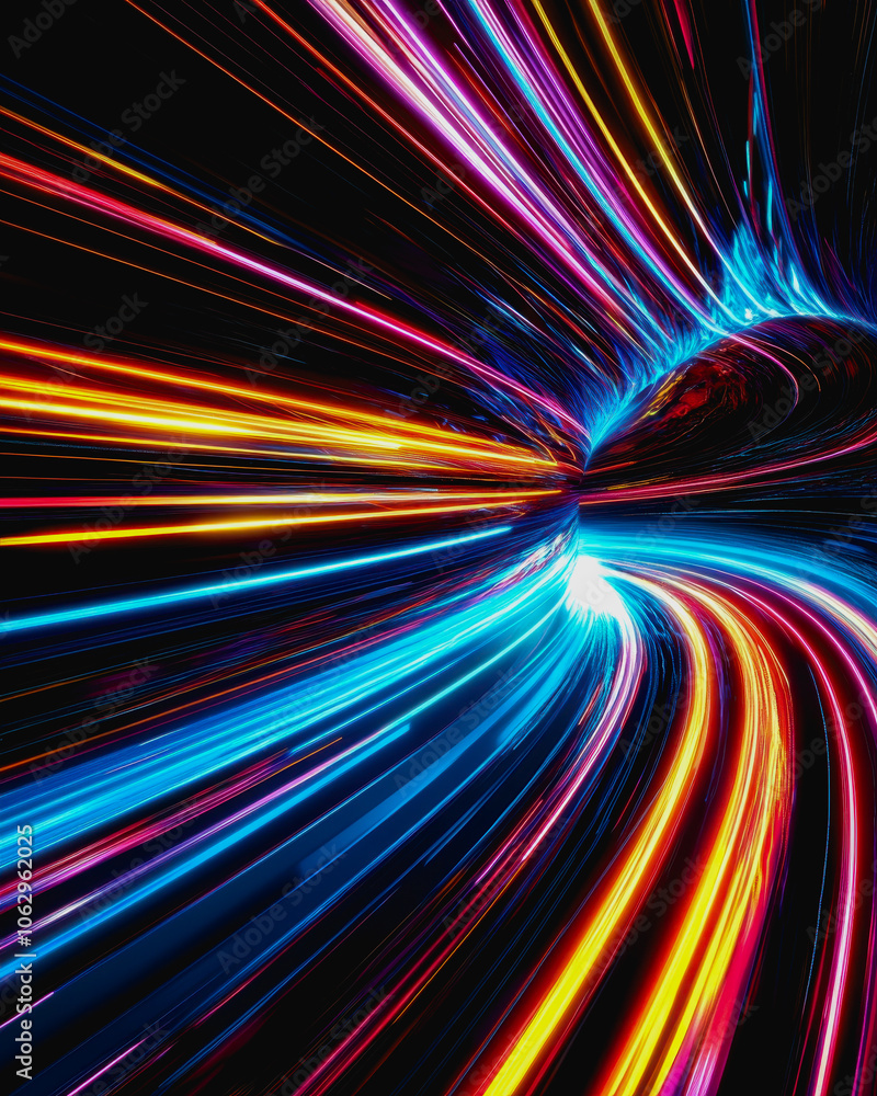 Aufkleber experience a vibrant burst of color and energy in this futuristic digital interface. glowing neon li