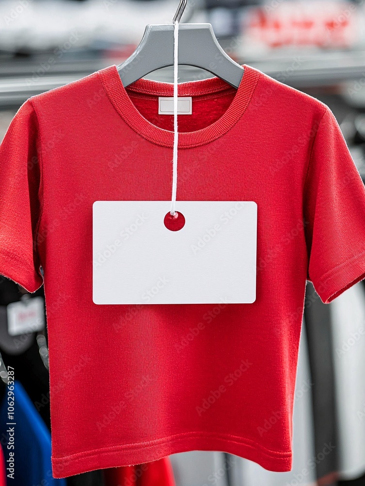 Poster a price tag with a large discount label hanging on a retail shelf, highlighting value and cost savin