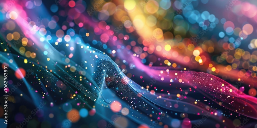 Poster dynamic array of bright colors, sparkling and shimmering with glitter effect.