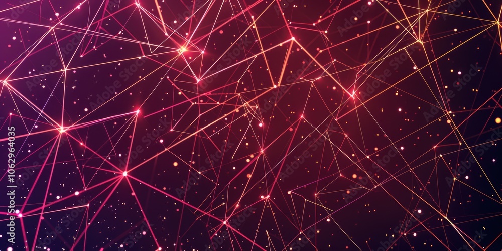 Poster red and orange background with lines and dots. the background is a mix of red and orange colors