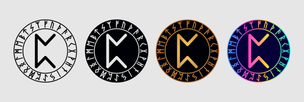 Scandinavian rune Peorth  in different design variations.