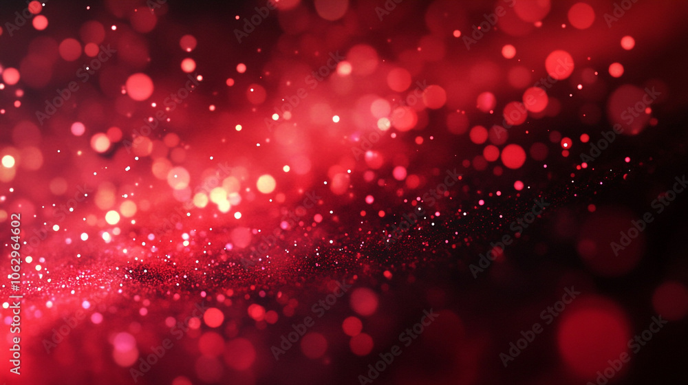 Aufkleber sparkling red bokeh lights floating against a dark backdrop in an abstract composition