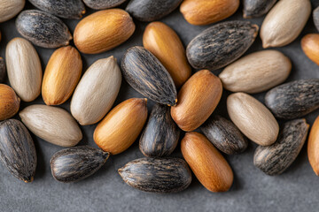 Obraz premium Close up of various seeds in different colors and textures, showcasing nature diversity