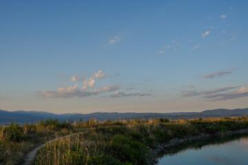 Belizmata Dam with a backdrop of the Pirin Mountains, Bansko, Bulgaria