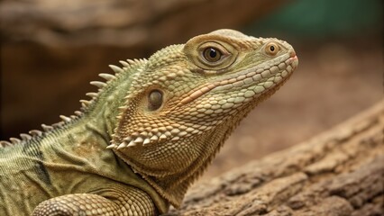 Obraz premium :Close-up of bearded dragon with scaly, spiny skin.