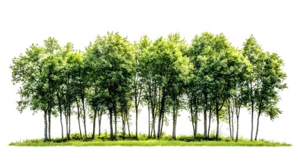 Vibrant Green Forest Landscape with Lush Foliage Isolated on Clean White Background