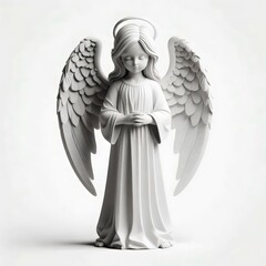 3D angel with a halo above his head. Isolated on a white background. Icon, logo for funeral services.