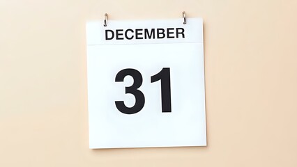 Obraz premium Calendar Page Showing December 31 on Beige Background