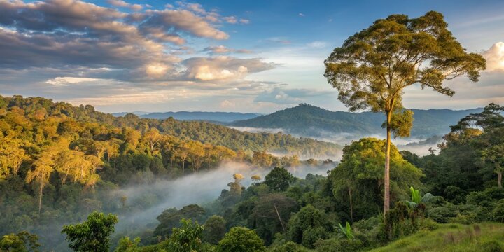 Lush Tropical Rainforest of Mount Nimba in Guinea - A Vibrant Display of Nature's Biodiversity