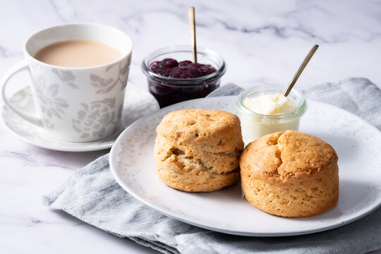 Tea with homemade scone 1 -  white marble backbround 7