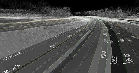 Digital terrain model obtained from lidar scanning results (BIM DTM)