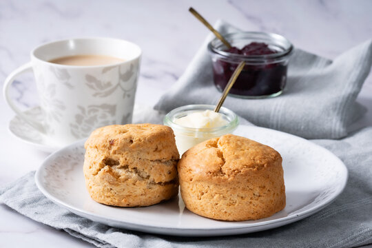 Tea with homemade scone 1 -  white marble backbround 3