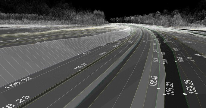 Digital terrain model obtained from lidar scanning results (BIM DTM)