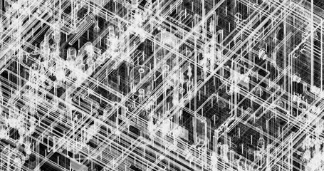 Background image of BIM model of MEP industrial building