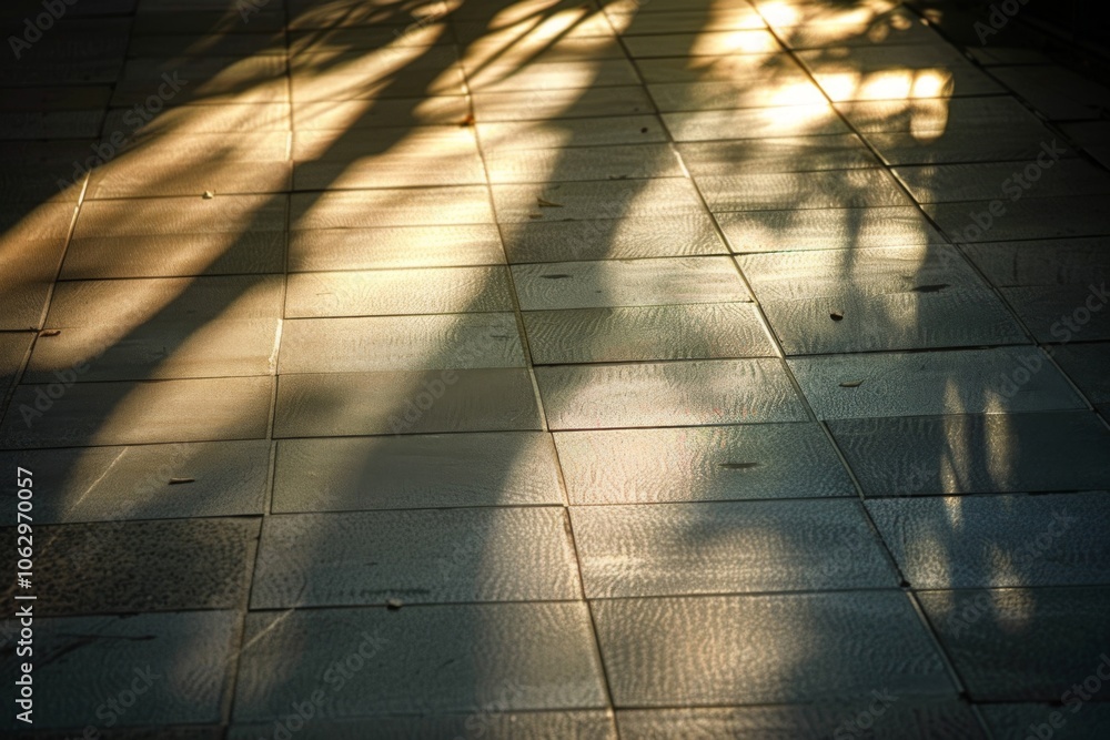 Aufkleber abstract shadows on pavement: captivating sunlight patterns creating intriguing designs on a texture