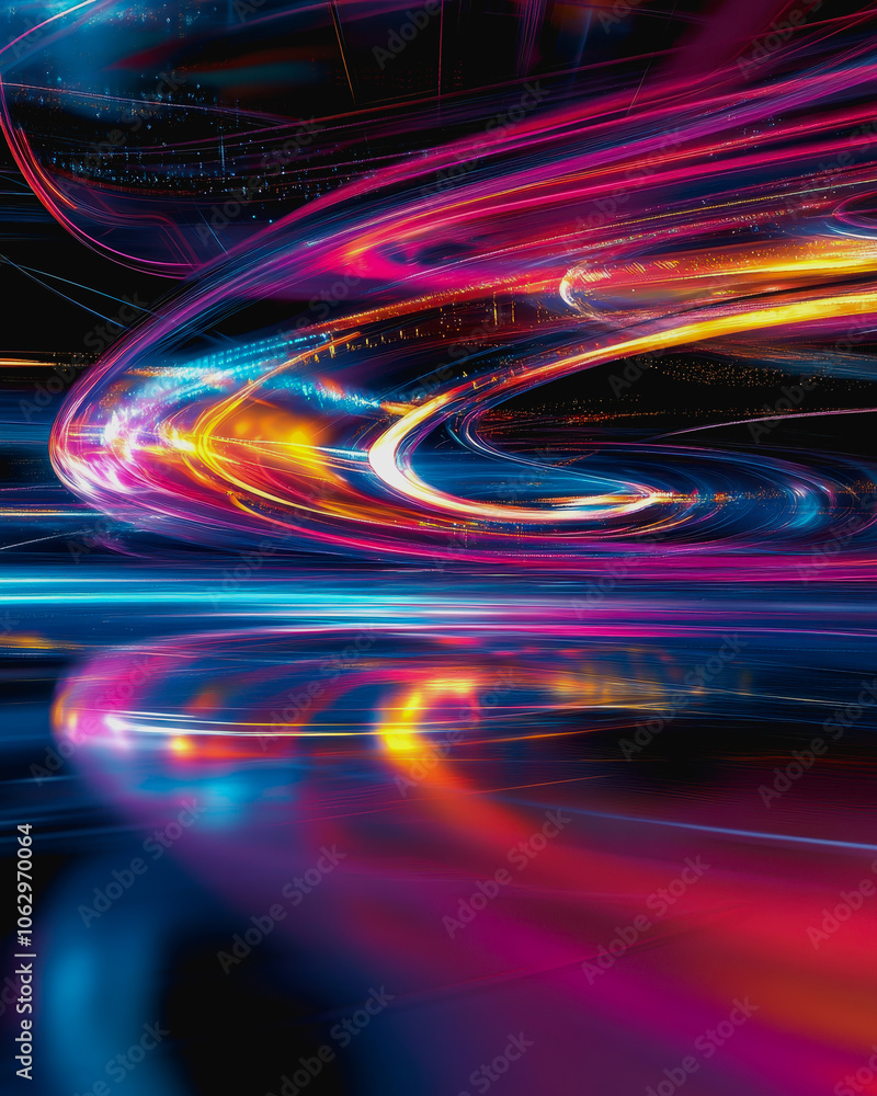 Poster explore a vibrant futuristic digital interface featuring pastel colors. this abstract image showcase