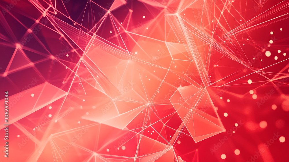 Aufkleber dynamic abstract illustration of interconnected lines and shapes in red hues