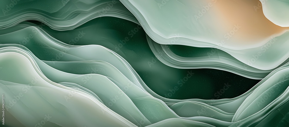 Poster abstract green and beige wave patterns create a serene and calming visual effect, perfect for backgr