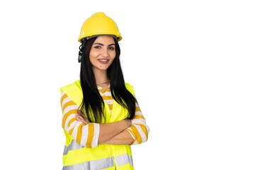 Portrait of a professional female engineer with safety helmet