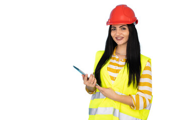 Portrait of a professional female engineer with safety helmet