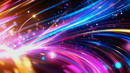 Fototapeta premium A vibrant, futuristic digital interface background showcasing colorful light waves and smooth motion. Perfect for technology and creative projects.