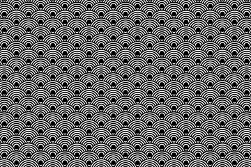 black fishscales seamless pattern with lines,Retro Modern 60s 70s