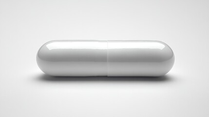 A single white capsule pill isolated on a white background.