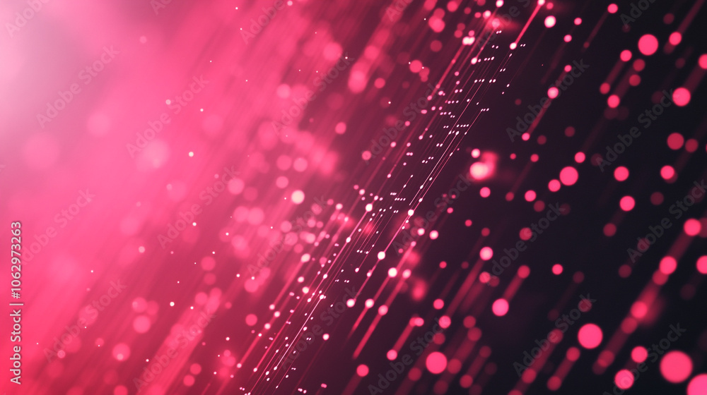 Poster vibrant pink particles create a dynamic abstract visual effect against a dark background