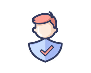 Man with a blue shield on his head. isolate transparent background