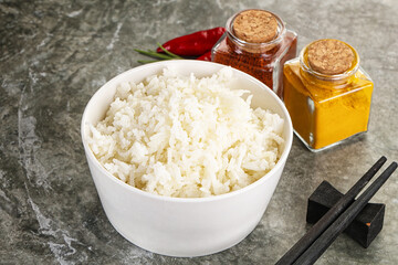 Steamed Basmati rice in the bowl