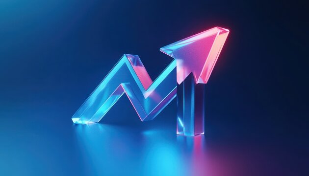 3D icon representing a decreasing trend, graph with arrows downward.