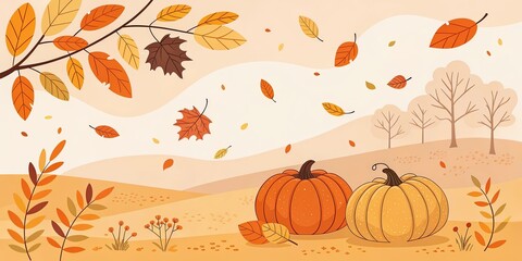 minimalist cute cartoon fall flyer background