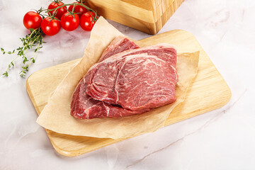 Uncooked raw beef steak for grill